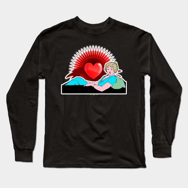 Romantic lying girl with passion heart Long Sleeve T-Shirt by Marccelus